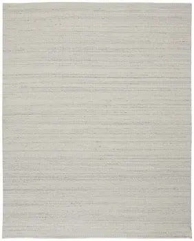 5' X 8' Ivory And Gray Wool Hand Woven Stain Resistant Area Rug