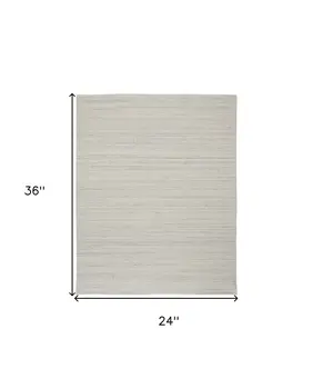 2' X 3' Ivory And Gray Wool Hand Woven Stain Resistant Area Rug