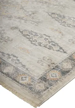 4' X 6' Gray and Black Floral Non Skid Area Rug