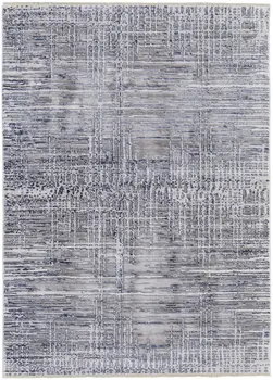 2' X 3' Gray And Blue Abstract Stain Resistant Area Rug
