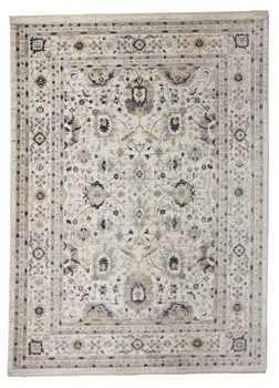 2' X 3' Tan Ivory And Blue Floral Stain Resistant Area Rug