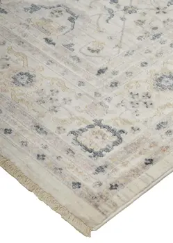 2' X 3' Tan Ivory And Blue Floral Stain Resistant Area Rug