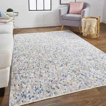 2' X 3' Taupe Tan And Orange Abstract Stain Resistant Area Rug