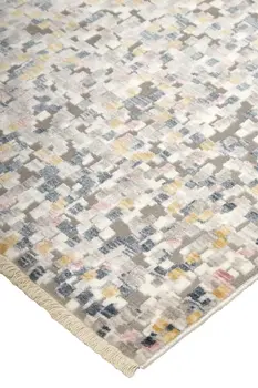2' X 3' Taupe Tan And Orange Abstract Stain Resistant Area Rug