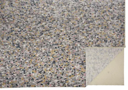 2' X 3' Taupe Tan And Orange Abstract Stain Resistant Area Rug