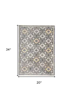 2' X 3' Blue And Gold Floral Stain Resistant Area Rug