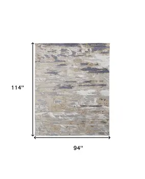 8' X 10' Tan and Ivory Abstract Power Loom Distressed Non Skid Area Rug