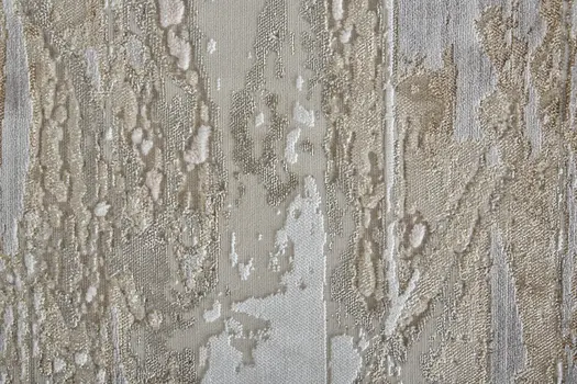 8' Tan And Ivory Abstract Power Loom Distressed Runner Rug