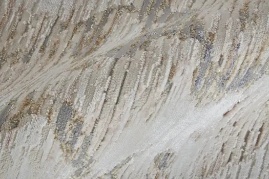 12' Tan Ivory And Blue Abstract Power Loom Distressed Runner Rug