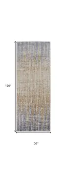 10' Tan and Brown Abstract Power Loom Distressed Non Skid Runner Rug