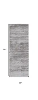 12' Taupe Silver And Tan Abstract Power Loom Runner Rug