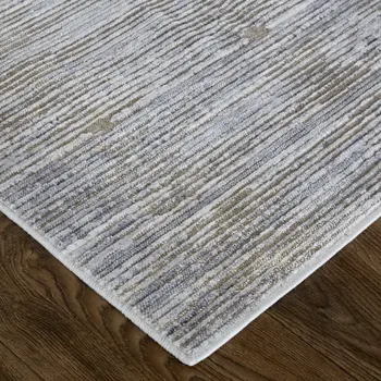 12' X 15' Taupe Silver And Tan Abstract Power Loom Area Rug