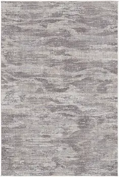 5' X 8' Tan and Gray Abstract Power Loom Distressed Area Rug