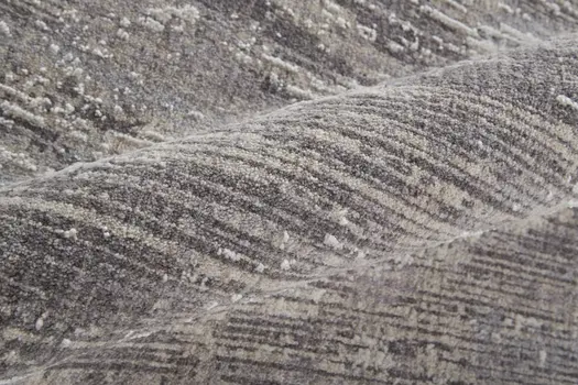 8' Tan Taupe And Gray Abstract Power Loom Distressed Stain Resistant Runner Rug