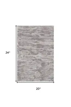 2' X 3' Tan Taupe And Gray Abstract Power Loom Distressed Stain Resistant Area Rug