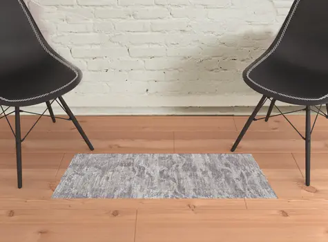 2' X 3' Tan Taupe And Gray Abstract Power Loom Distressed Stain Resistant Area Rug