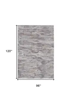 8' X 10' Taupe Tan and Orange Abstract Power Loom Distressed Area Rug