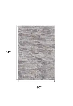 2' X 3' Taupe Tan And Orange Abstract Power Loom Distressed Stain Resistant Area Rug