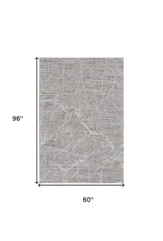 5' X 8' Gray Abstract Power Loom Distressed Area Rug