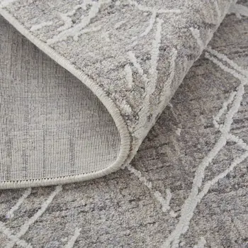2' X 3' Taupe And Gray Abstract Power Loom Distressed Stain Resistant Area Rug