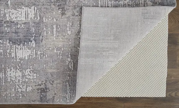 8' X 10' Tan and Blue Abstract Power Loom Distressed Area Rug