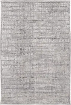 8' X 10' Taupe and Ivory Plaid Power Loom Distressed Area Rug