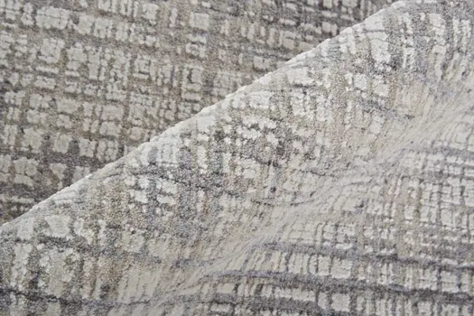 8' X 10' Taupe and Ivory Plaid Power Loom Distressed Area Rug