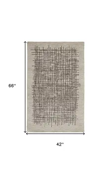 4' X 6' Tan And Brown Wool Plaid Tufted Handmade Stain Resistant Area Rug