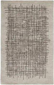12' X 15' Tan And Brown Wool Plaid Tufted Handmade Area Rug