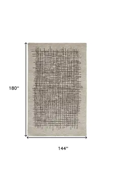 12' X 15' Tan And Brown Wool Plaid Tufted Handmade Area Rug