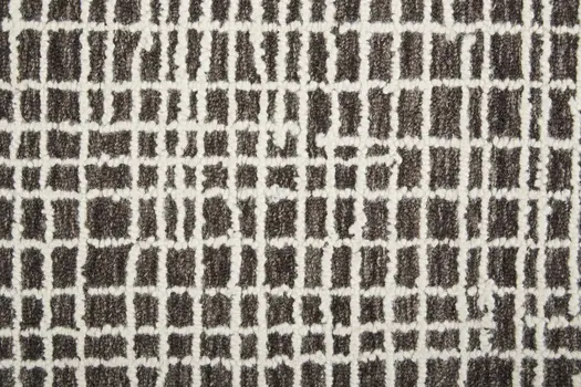 5' X 8' Brown And Ivory Wool Plaid Tufted Handmade Stain Resistant Area Rug