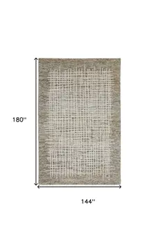 12' X 15' Tan And Ivory Wool Plaid Tufted Handmade Area Rug
