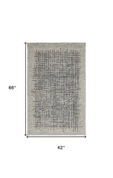 4' X 6' Gray Black And Tan Wool Crosshatch Hand Tufted Area Rug