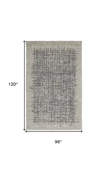 8' X 10' Gray and Black Wool Plaid Hand Tufted Area Rug