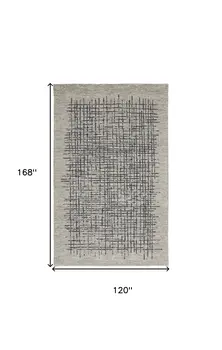 10' X 14' Gray Black And Tan Wool Plaid Tufted Handmade Stain Resistant Area Rug