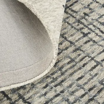 10' X 14' Gray Black And Tan Wool Plaid Tufted Handmade Stain Resistant Area Rug