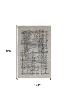 12' X 15' Gray Black And Tan Wool Plaid Tufted Handmade Area Rug
