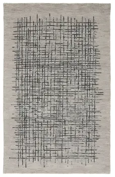 12' X 15' Gray Black And Tan Wool Plaid Tufted Handmade Area Rug