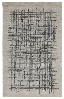 12' X 15' Gray Black And Tan Wool Plaid Tufted Handmade Area Rug