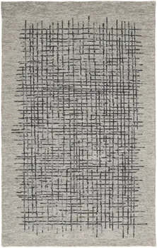 2' X 3' Gray Black And Tan Wool Plaid Tufted Handmade Stain Resistant Area Rug