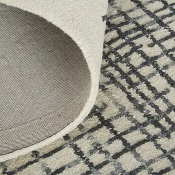 4' X 6' Ivory Gray And Black Wool Plaid Tufted Handmade Stain Resistant Area Rug