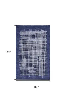 9' X 12' Blue And Ivory Wool Plaid Tufted Handmade Stain Resistant Area Rug