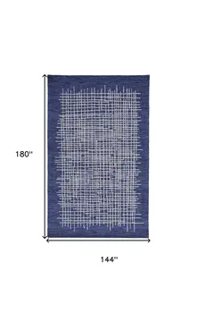 12' X 15' Blue And Ivory Wool Plaid Tufted Handmade Area Rug