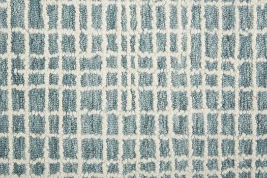 5' X 8' Blue And Ivory Wool Plaid Tufted Handmade Stain Resistant Area Rug