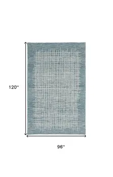 8' X 10' Blue And Ivory Wool Plaid Tufted Handmade Stain Resistant Area Rug