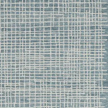 8' X 10' Blue And Ivory Wool Plaid Tufted Handmade Stain Resistant Area Rug