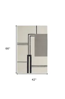 4' X 6' Gray and Ivory Wool Abstract Geometric Hand Tufted Area Rug