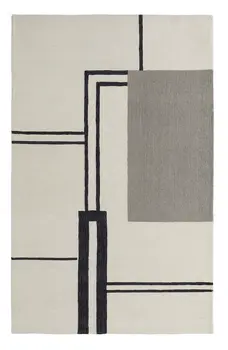 5' X 8' Gray and Ivory Wool Abstract Geometric Hand Tufted Area Rug