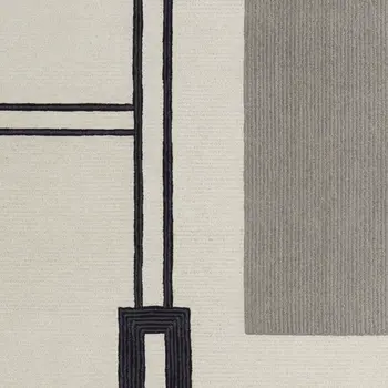 5' X 8' Gray and Ivory Wool Abstract Geometric Hand Tufted Area Rug