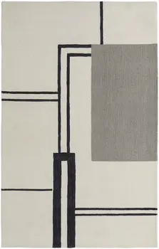2' X 3' Gray and Ivory Wool Abstract Geometric Hand Tufted Area Rug